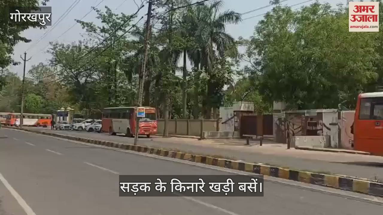 Government buses are being parked on the roadside, an accident may occur