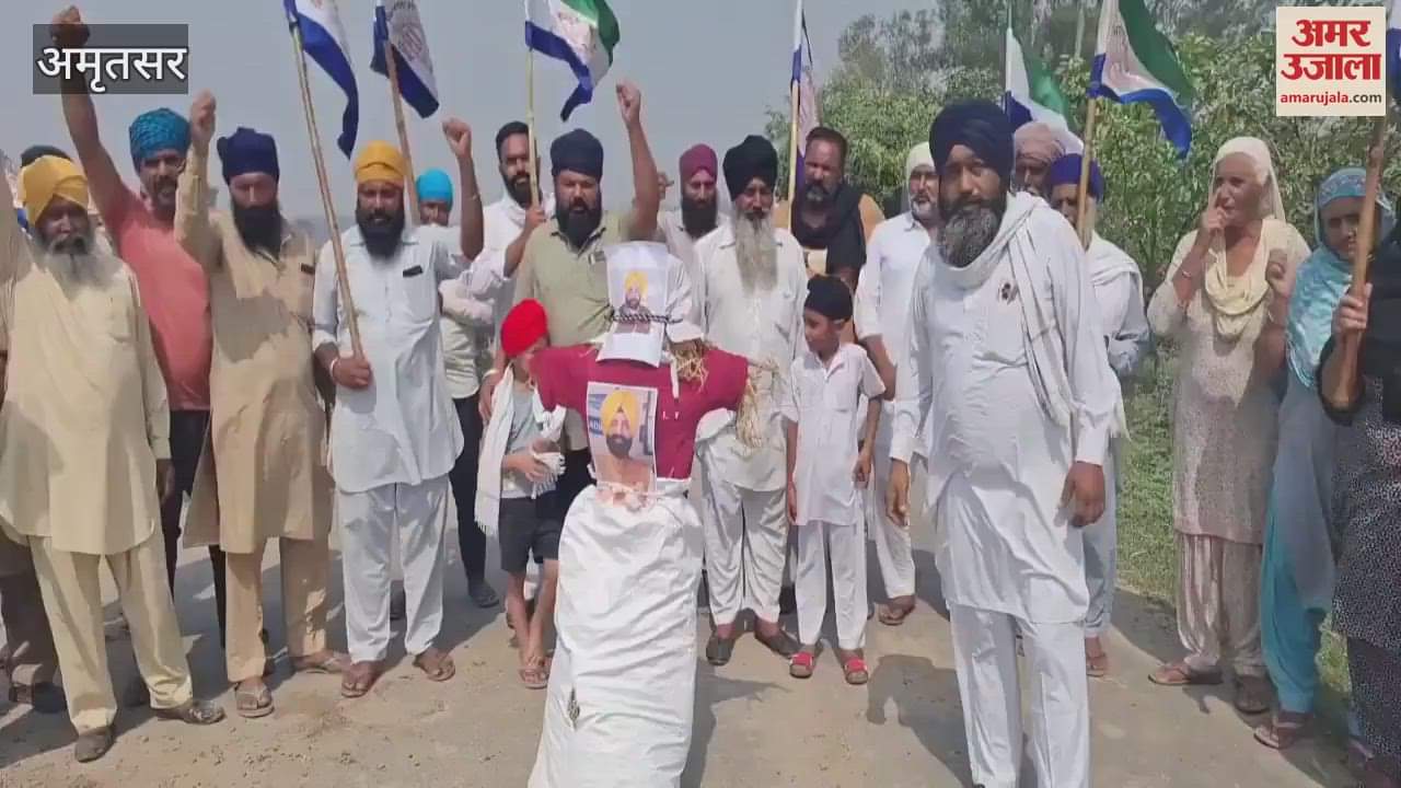 farmers burnt the effigies of Cabinet Minister Lal Jeet Bhullar and Chief Minister Bhagwant