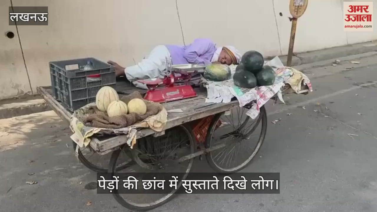 Lucknow : चिलचिलाती धूप में पेड़ों की छांव में सुस्ताते दिखे लोग, सड़क, स्टेशन हर जगह खोजते रहे आसरा