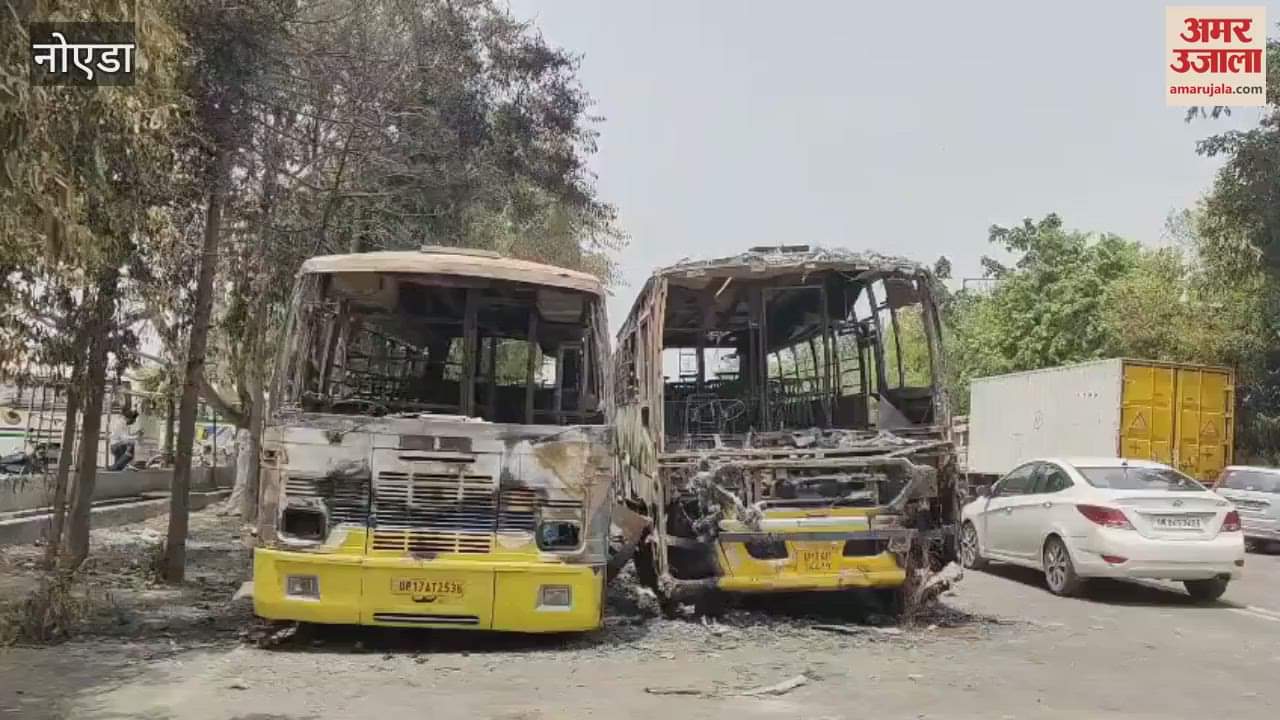 Two buses parked in Transport Nagar, Noida caught fire late at night