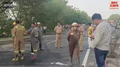 Truck caught fire driver burnt alive