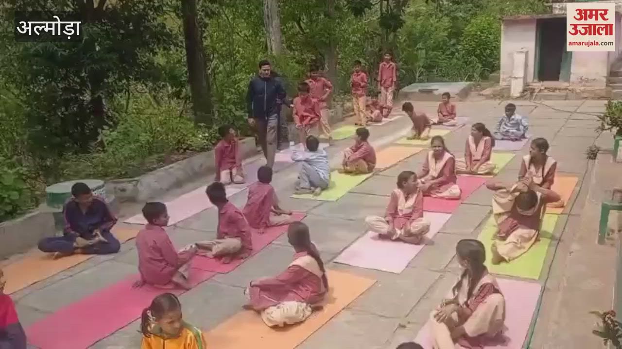 Students practiced yoga in the camp in almora