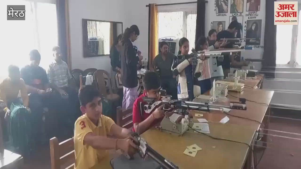 Players participated in the shooting competition at Saraswati Shishu Mandir in Meerut