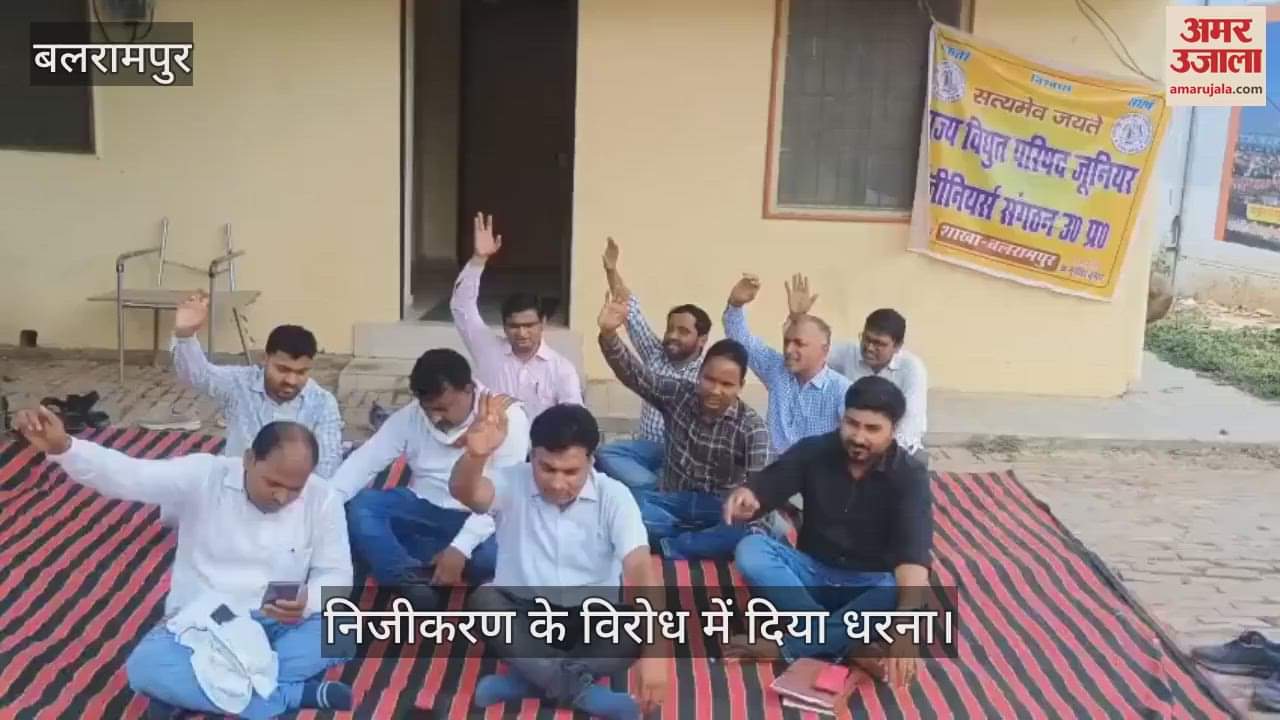 VIDEO: बलरामपुर: बिजलीकर्मियों ने निजीकरण के विरोध में दिया धरना