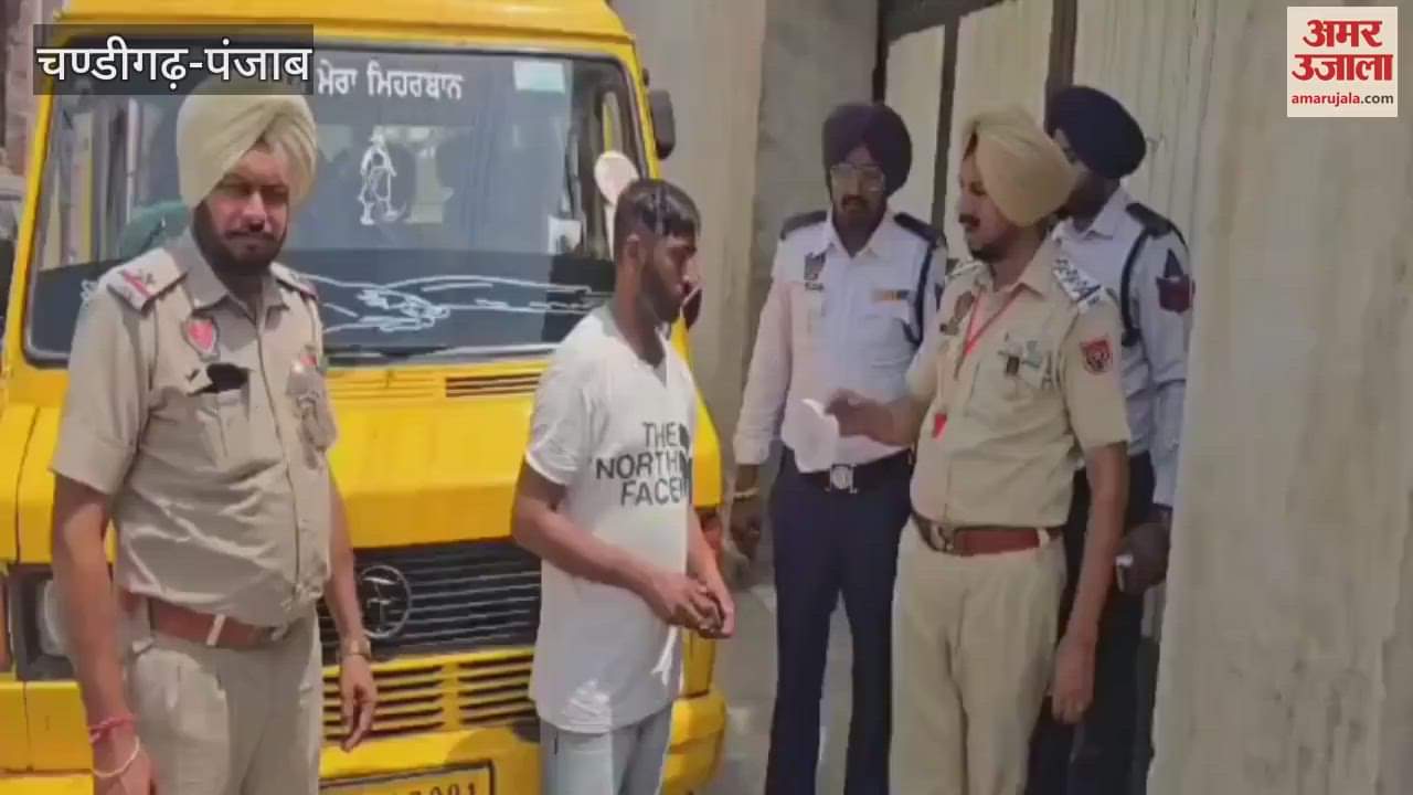 Traffic police checked school buses in Moga