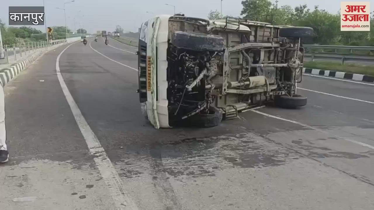 Pickup lost control and overturned after driver was talking on phone, two injured