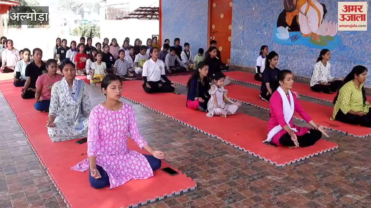 People practiced yoga in the camp in almora