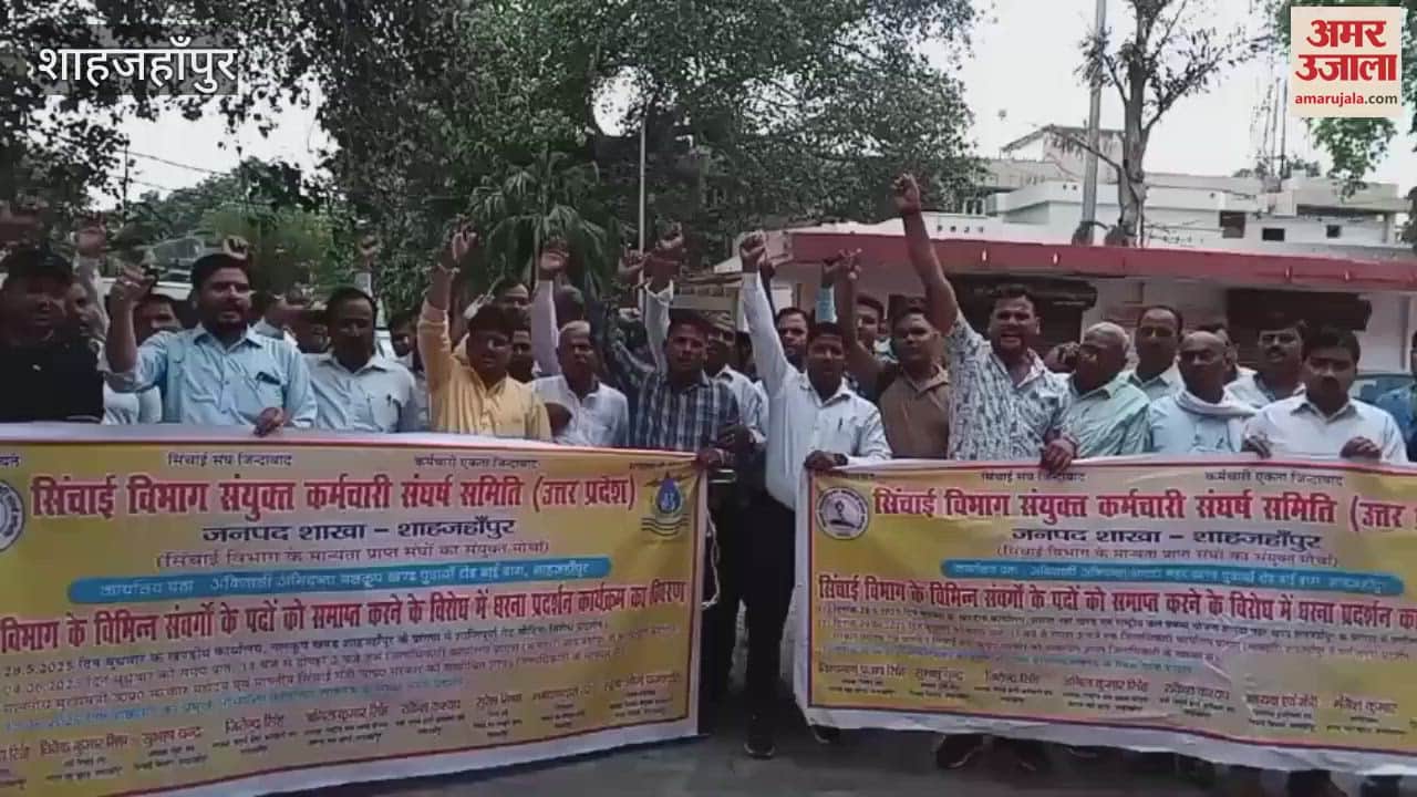 Irrigation Department workers protest in Shahjahanpur