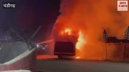 CTU bus catches fire in Chandigarh