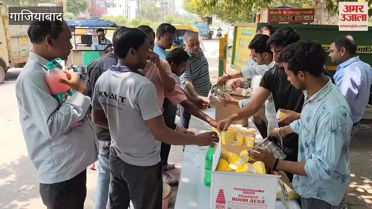 People distributing sweet sherbet in Vasundhara on Nirjala Ekadashi