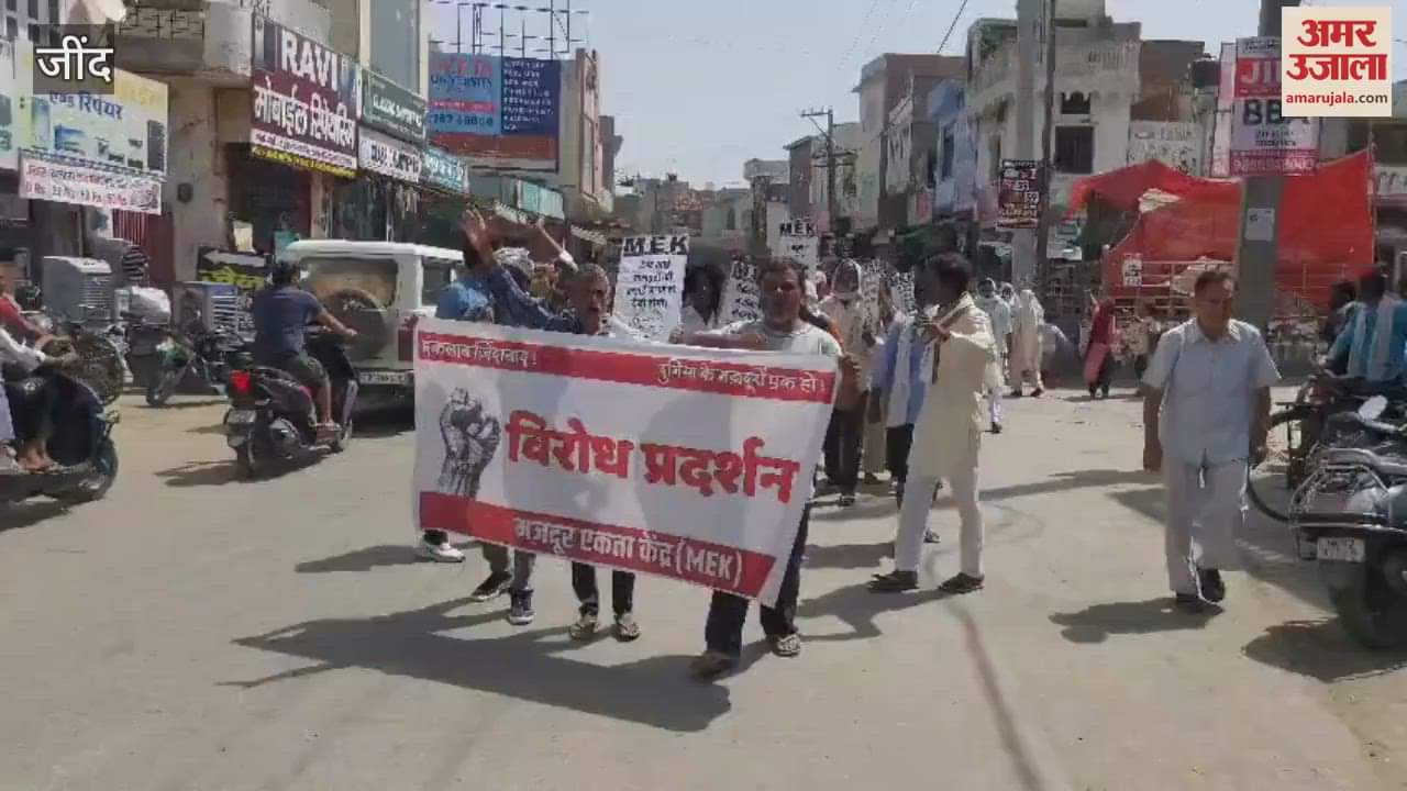 Workers on hunger strike took out a protest rally at Bhagat Singh Chowk in Jind's Narwana