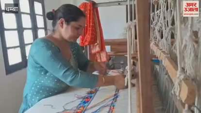 Chamba Women are taking training to weave Chamba shawls in the historic Rangmahal of Chamba