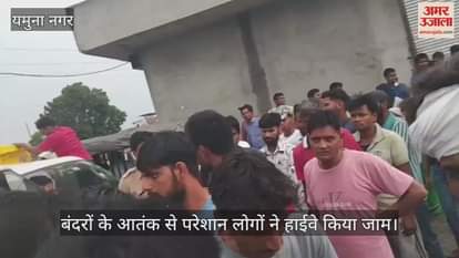 People blocked the highway due to the problem of monkeys