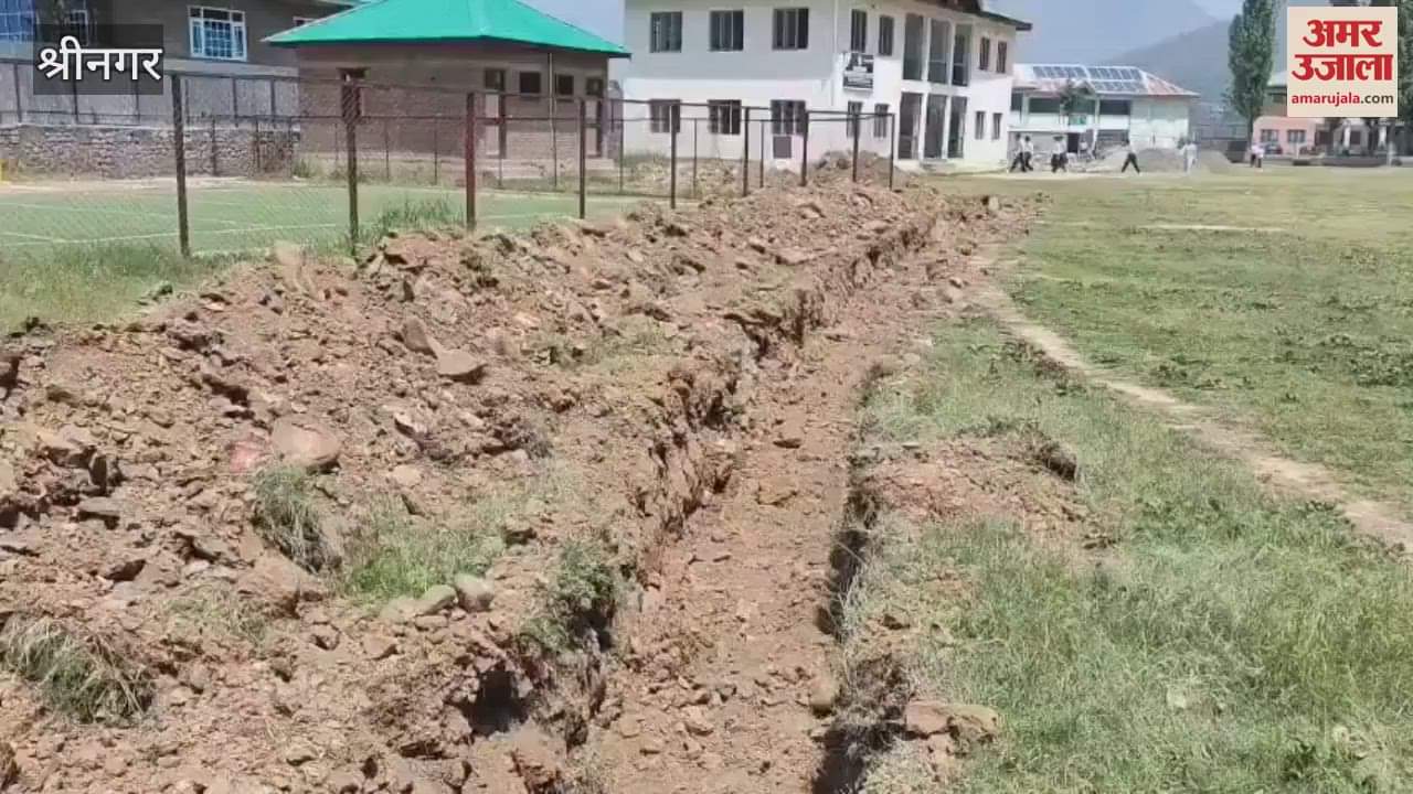 Nadihal residents protest over drain construction through only playground, demand Restoration