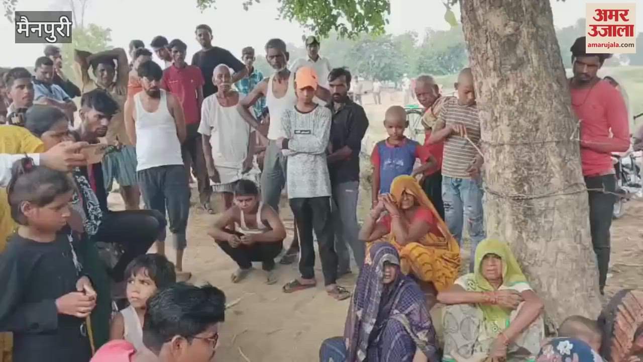 Dead body was hanging from the tree feet were touching the ground and the knees were bent