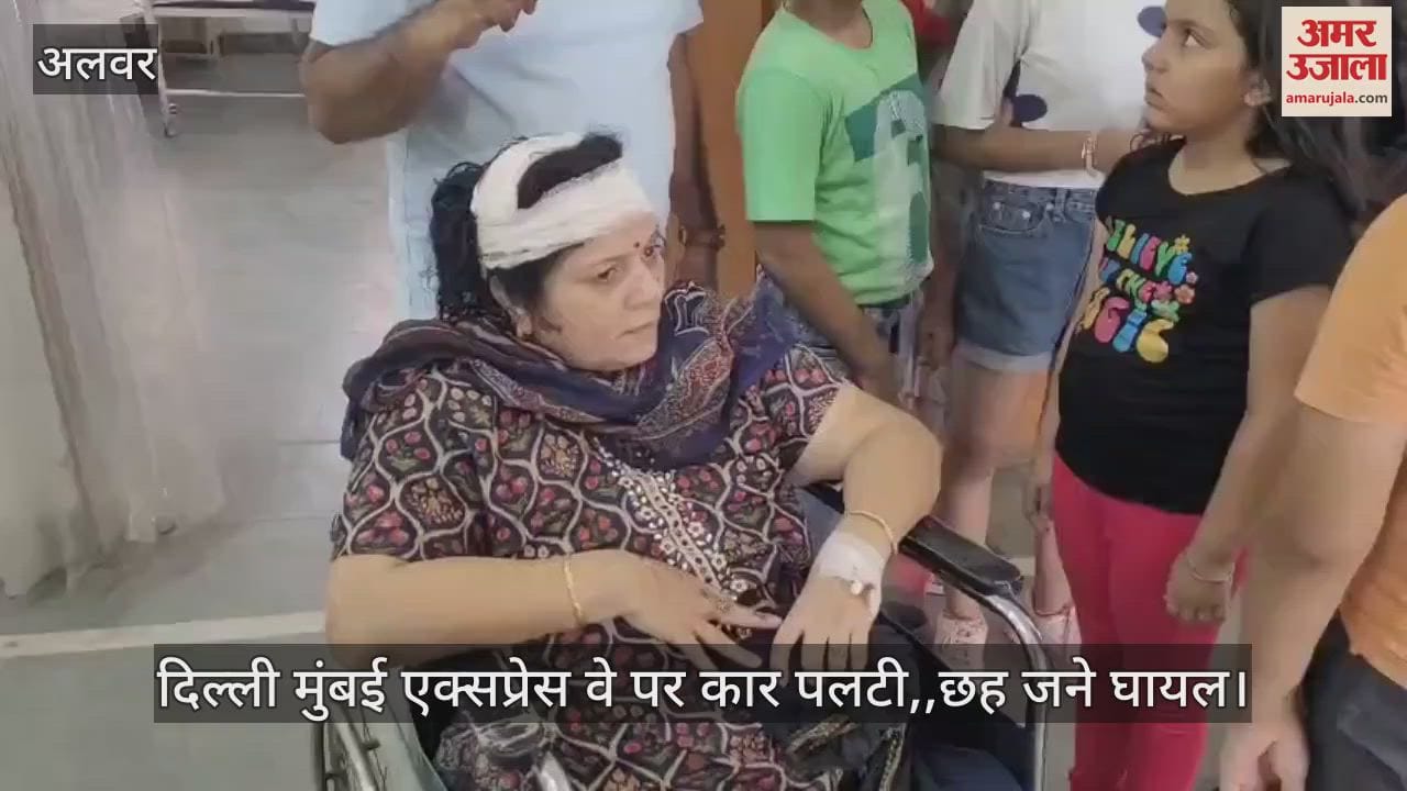 Alwar News: Major Accident on Delhi-Mumbai Expressway, Car Overturns While Avoiding Dog; Six Seriously Injured