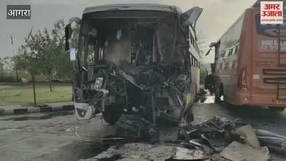 VIDEO Agra-Lucknow Expressway: Double decker bus collides with truck from behind, passengers scream; 20 injured