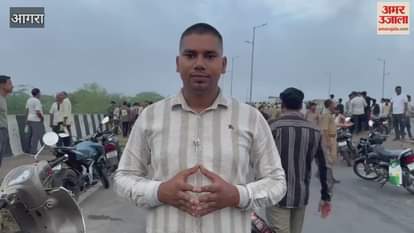 Horrible road accident in Agra Max carrying mangoes overturned four died on spot one in critical condition