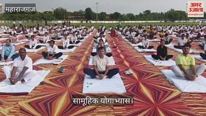Mass yoga practice on the occasion of International Yoga Day