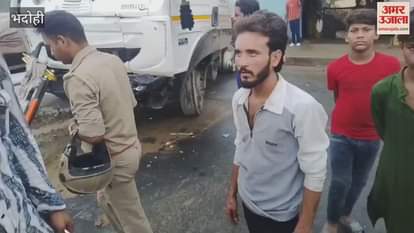 Trailer tyre burst vehicle broke divider and got stuck in drain