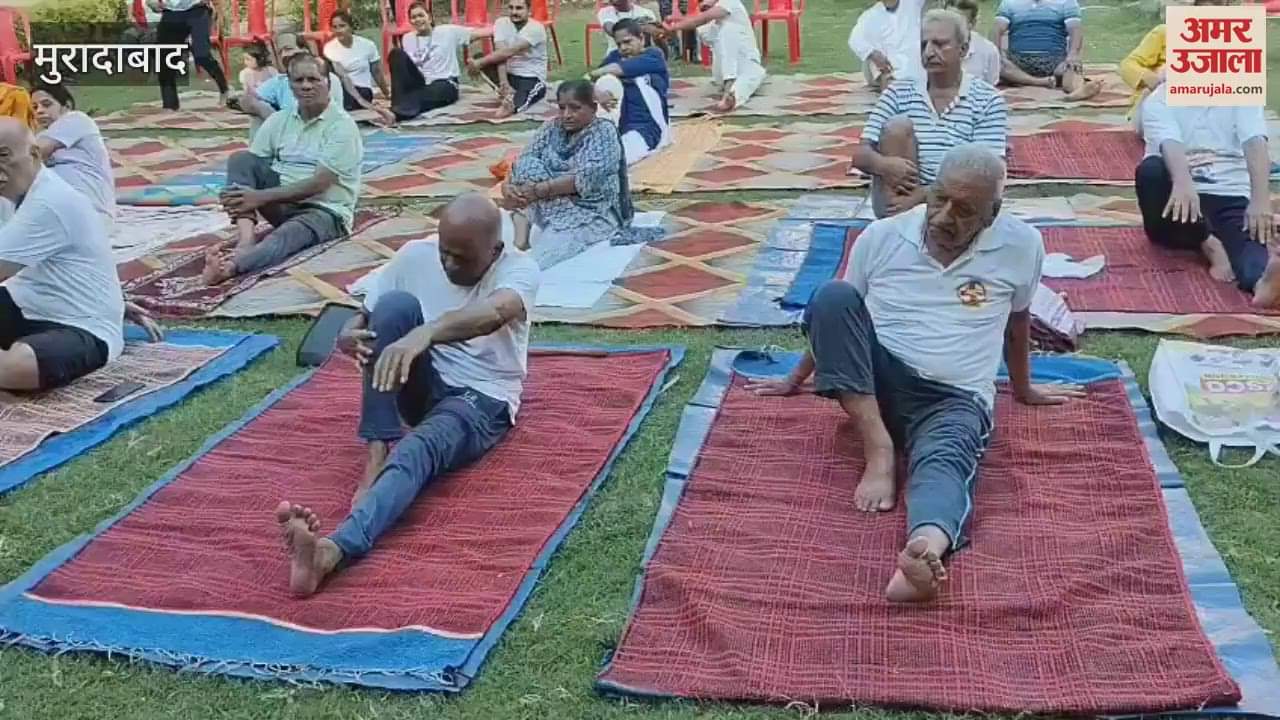 People practiced yoga in the Divya Yoga Park of Mansarovar Paradise