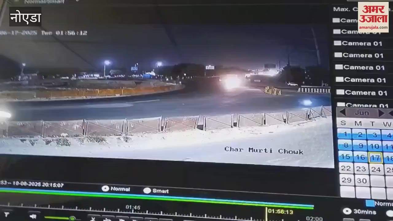 A high speed Ducati bike broke the barricade and fell into a ditch in Greater Noida