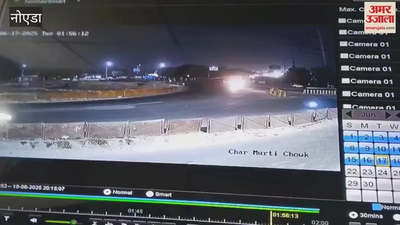 A high speed Ducati bike broke the barricade and fell into a ditch in Greater Noida