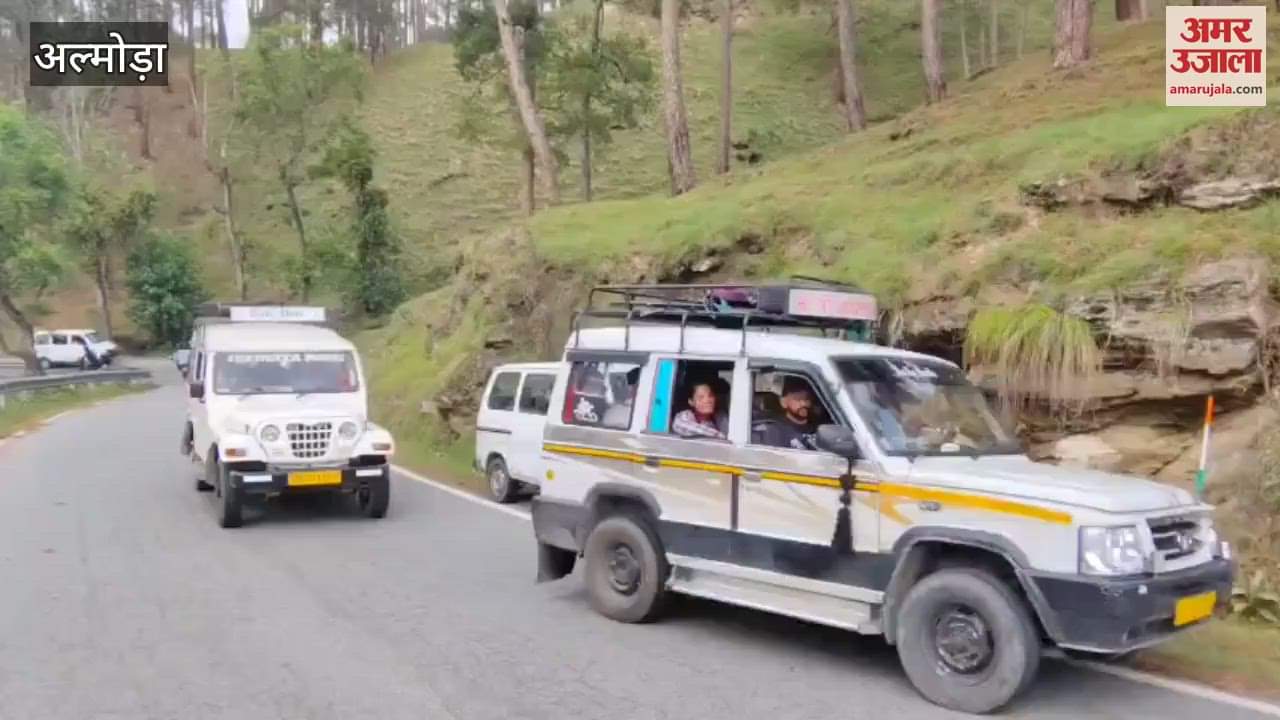 children are being transported to school by being stuffed in vehicles in almora