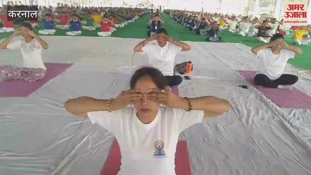 Rehearsal for Yoga Day at Karnal new grain market