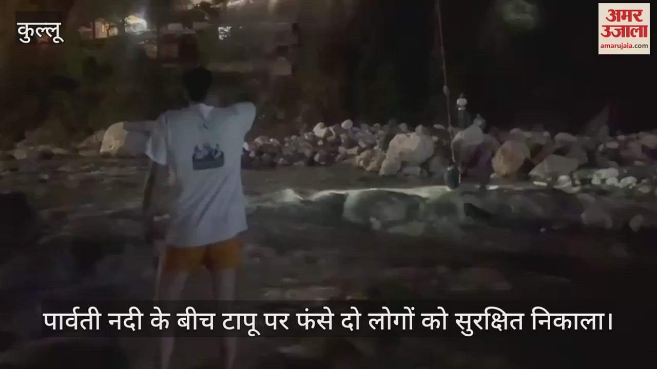 Two people trapped on an island in the middle of the Parvati river were rescued safely