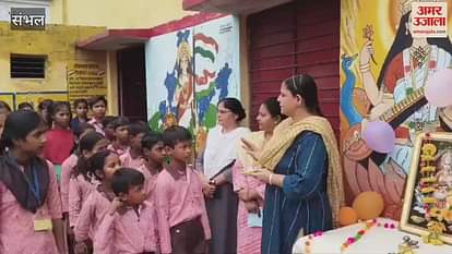 Children who came to school on the first day in Chandausi were welcomed with Tilak and fed Kheer