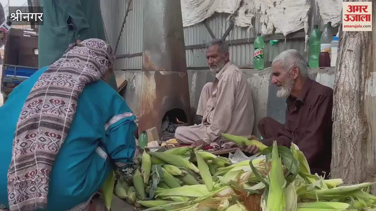 Elderly man selling corn outside Shopian hospital,