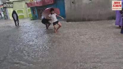 Rivers and streams are in spate due to two days of heavy rain in Korba