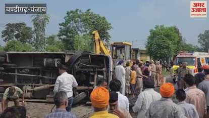 accident in Hoshiarpur Uncontrolled bus overturned in Dasuha many injured