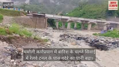 Heavy rain in Karnaprayag road washed away due to water flow of the stream