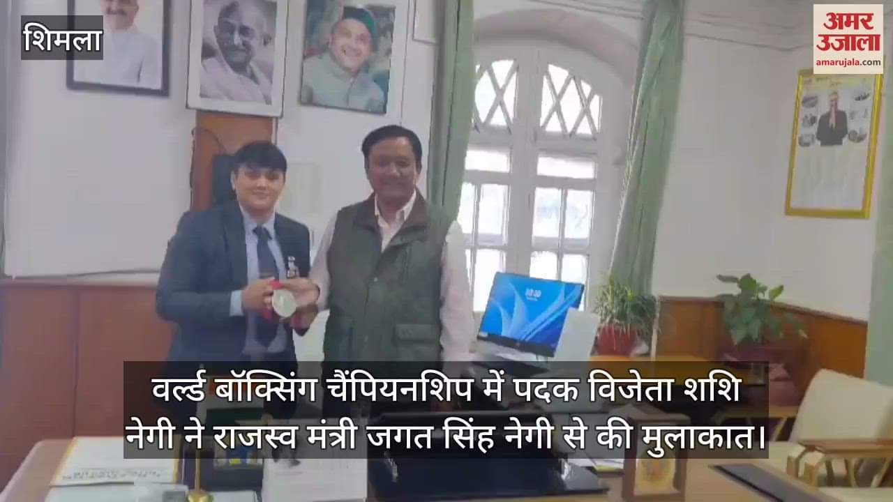 World Boxing Championship medalist Shashi Negi met Revenue Minister Jagat Singh Negi