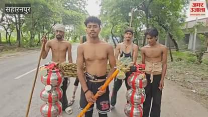 Saharanpur: Shiv devotees from Haryana set out with 131 liters of water with a vow to go abroad