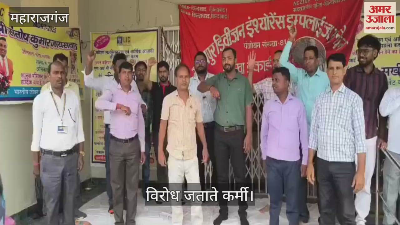 Life Insurance Corporation of India employees protested against government policies