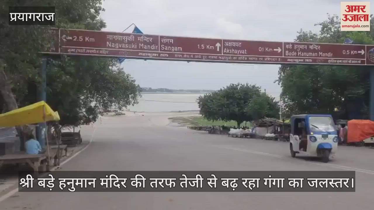 Ganga water level is rising rapidly towards Shri Bade Hanuman Mandir, water released from Kanpur