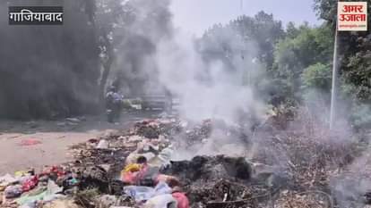 roadside garbage dump in Kavinagar Industrial Area caught fire
