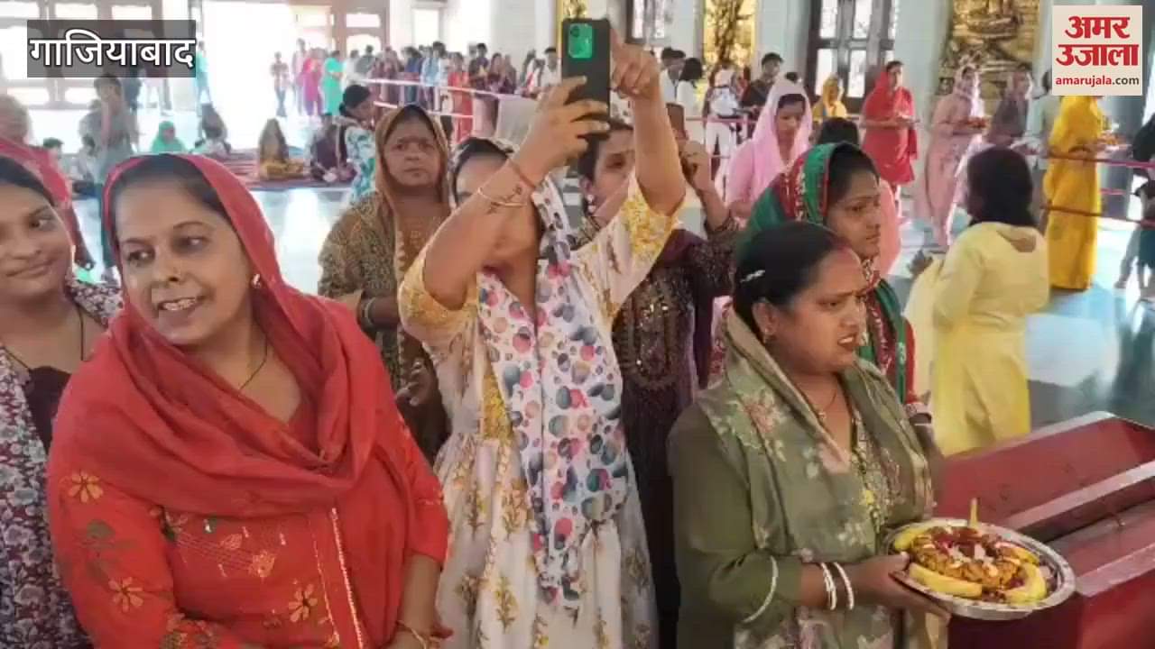 Devotees worship at the Maa Durga temple in Mohan Nagar.