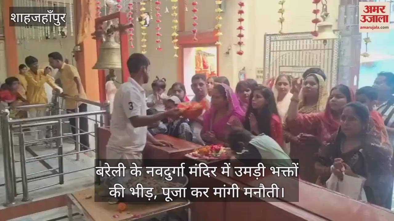 Crowds of devotees gathered at the Navdurga temple in Bareilly