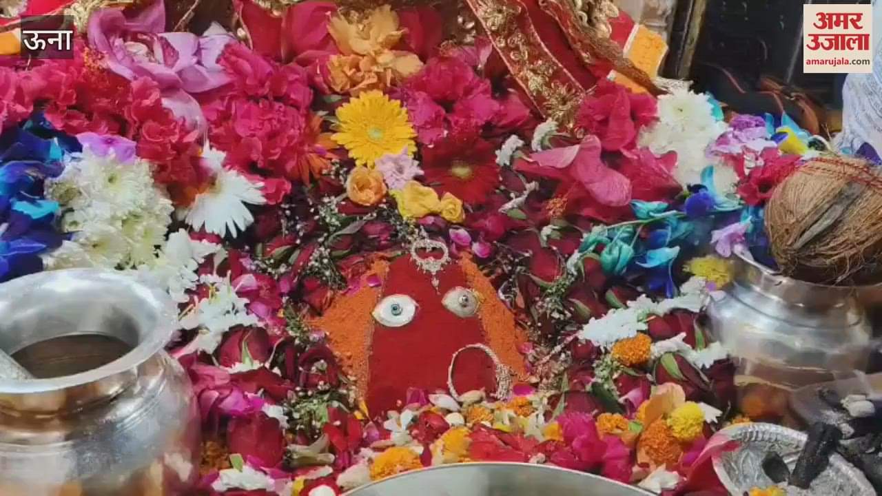Una Maa Chintpurni temple decorated with colorful flowers during Navratri administration increased security and arrangements