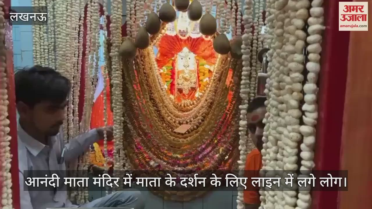 VIDEO: चौक स्थित आनंदी माता मंदिर में माता के दर्शन के लिए लाइन में लगे लोग