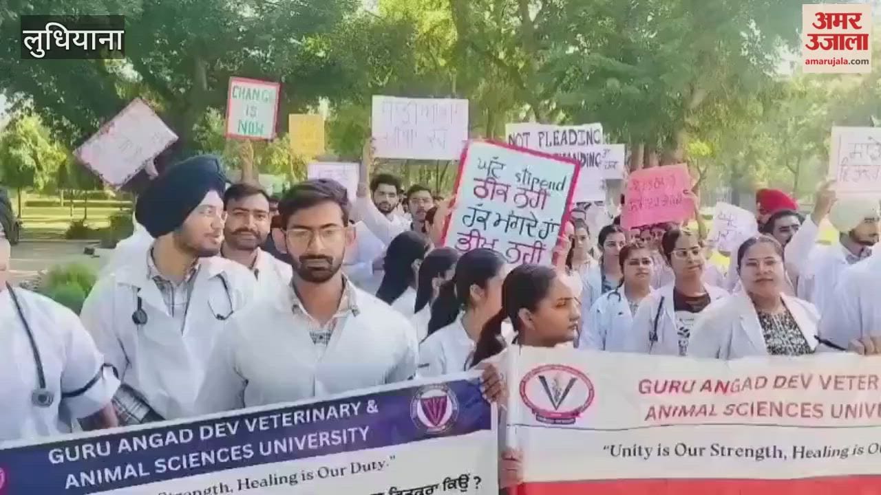 Students of Guru Angad Dev Veterinary Animal Sciences University, Ludhiana, took out a protest rally.