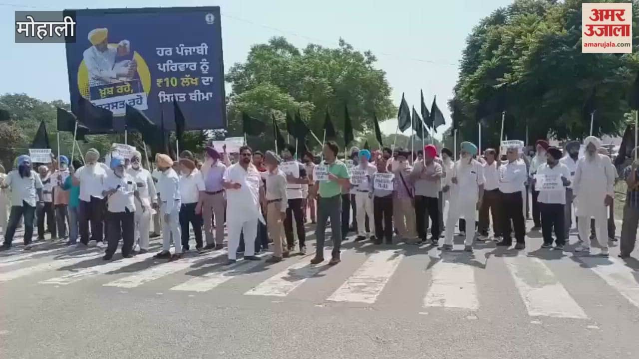 In Mehali, plot allottees staged a sit-in on Airport Road against GMADA's enhancement.