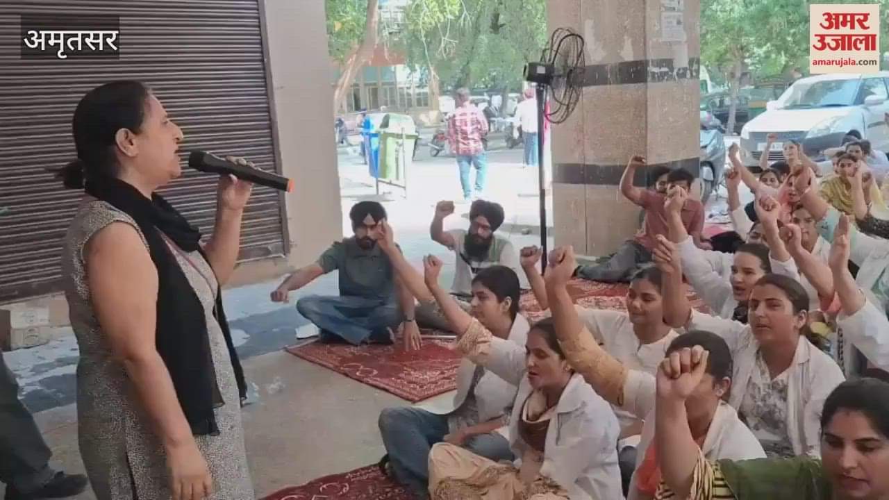 Nurses at Guru Nanak Dev Hospital in Amritsar staged a protest