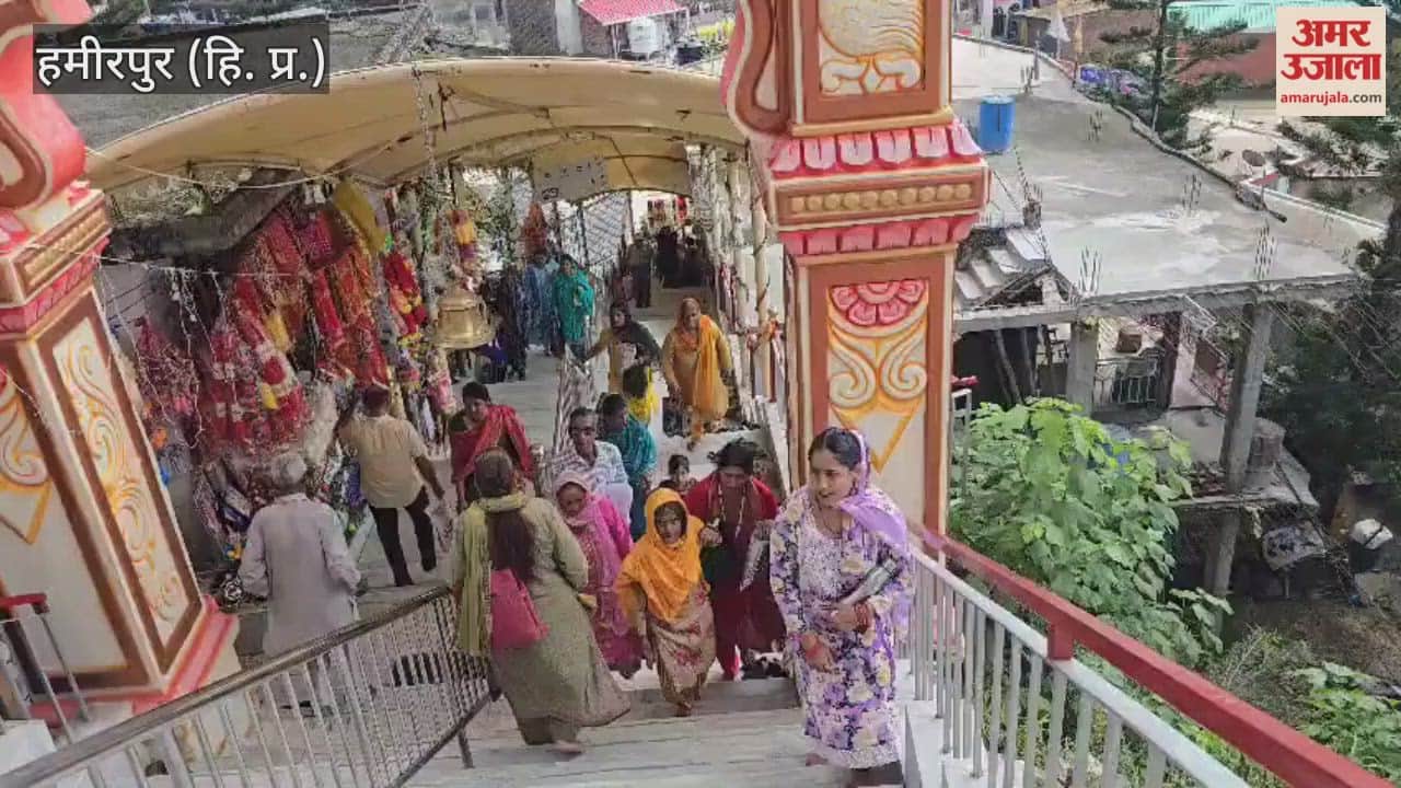 Hamirpur Crowd of devotees gathered at Mata Temple on the sixth Navratri