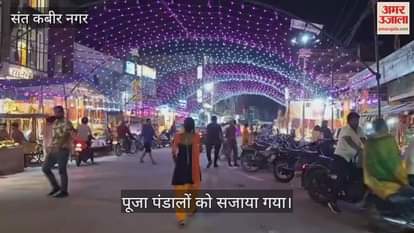 The Devi temple is shining with the glow of electricity, attractive decorations have been done.