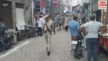 officials conducted flag march with police force In Jalesar